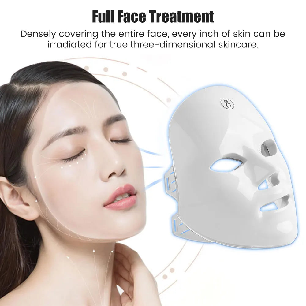 7 Colors LED Facial Mask Photon Therapy Face Skin Care Mask Anti Acne Therapy Skin Rejuvenation Wrinkle Removal Face Beauty Mask